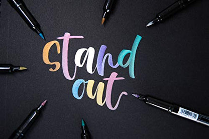 Zebra Pen, Metallic Brush Pens, Gold, Silver, and Rose Gold Ink, Medium Brush Tip Mimics Artist’s Paint Brush for Calligraphy and Lettering, Acid-Free Ink for Light and Dark Paper, 3-Pack (01603) | Acid-Free, Metallic Gold, Silver and Rose Gold Ink, Brush