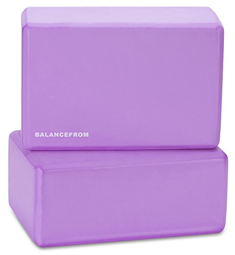 Fitvids Set of 2 High Density Yoga Blocks, 9"x6"x4" Each - color: Purple