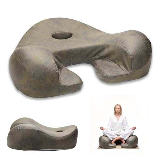 Meditation Cushion, 23-Inch Memory Foam Seat for Floor Sitting | Knee Channels and Foot Rest Support Cross-Legged Sitting. Wide Seat for Meditation, Yoga, and Mindfulness Green - color: Green