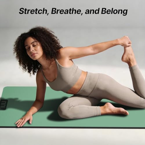 ILILI Suede TPE Yoga Mat, 10mm Thick, 76" x 28" Extra Long with Strap - color: Green