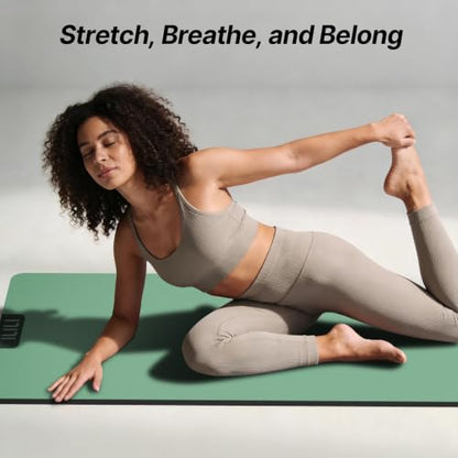 ILILI Suede TPE Yoga Mat, 10mm Thick, 76" x 28" Extra Long with Strap - color: Green