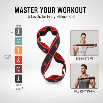 Fitness Resistance Bands with Handles, Fitness Resistance Band for Stretching and Yoga, Adjustable Bands for Full Body Stretching Shaping - color: Red