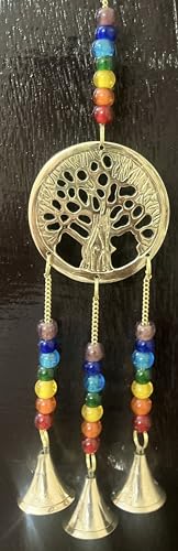 Indian Consigners Small Witchcraft Altar Brass Wind Chime Bell Home Decor Alter Hanging (Tree of Life Bell)
