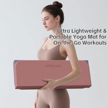 7-Fold Yoga Mat 70"x24" - 1/2 Inch Thick - color: Pink + Navy