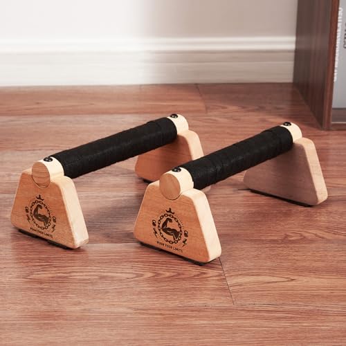 푸시업 스탠드, 나무 패럴렛 바 2개, 22.9cm(9인치) 목재 미용 장비, 핸들 스탠드 그립 강도 훈련용 핸드스탠드 블록 및 푸시업 핸들, 플랭크 미용 체조