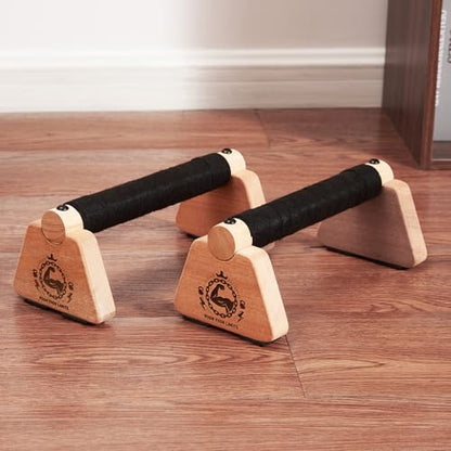 푸시업 스탠드, 나무 패럴렛 바 2개, 22.9cm(9인치) 목재 미용 장비, 핸들 스탠드 그립 강도 훈련용 핸드스탠드 블록 및 푸시업 핸들, 플랭크 미용 체조
