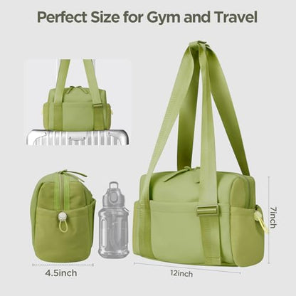 Mini Gym Bag for Women Girls Small Gym Tote Bag with Wet Compartment Waterproof Travel Duffle Bag Cute Workout Sport Bag - color: Green-12in
