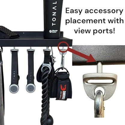 17" Accessory Shelf Compatible with Tonal – Metal Shelf with 6 T-Lock Mounts and 5 Hooks - size: 17" Metal Shelf