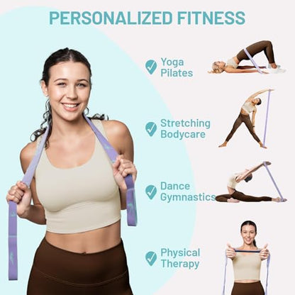 Slim Panda Stretch Strap, Multi-Loop for Physical Therapy,Elastic Yoga Stretching Strap for Dance,Yoga, Pilates & Gymnastics Exercise, Ballet Stretching Band for Flexibility, Leg Stretching - color: Blue+Purple