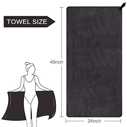 SUNLAND Microfiber Gym Bath Towels for Men Momen 24x48In - color: Black X 2