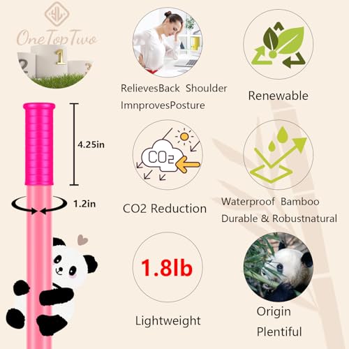 5ft Yoga Stick from Natural Bamboo with Non-Slip Handle-Stretching Stick for Mobility, Flexibility,Exercise,Workout, Physical Therapy,Pilates,Balance Fitness-Access Online Video Guide Without Any Info - color: All Pink 5ft