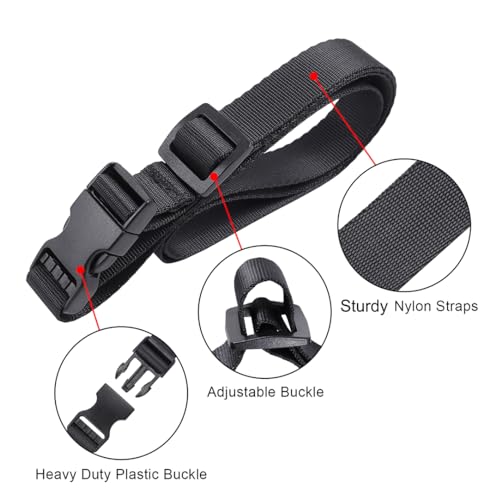 Vigorport Utility Straps Quick Release Nylon Backpack Accessory Bag Strap | Adjustable Nylon Travel Belt, Multi Purpose Compression Straps, Sleeping Bag Strap for Hiking, Travel, Outdoor Sports-4 Pack - color: Black, size: 0.75"W-40"L