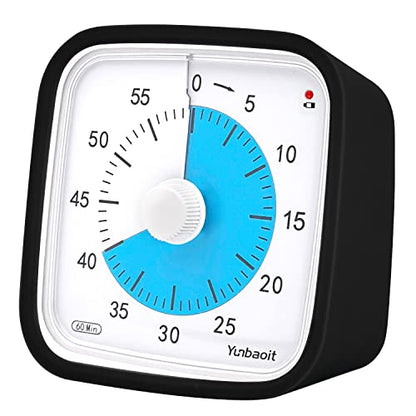 Yunbaoit Visual Timer for Kids, Silent 60-min Countdown Timer, Black Blue - color: Black Blue