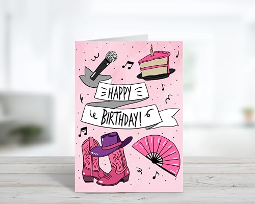 Line Dance Birthday Card – Fun Happy Birthday Card for Dance Lovers with Fans and Boots - style: Line Dance