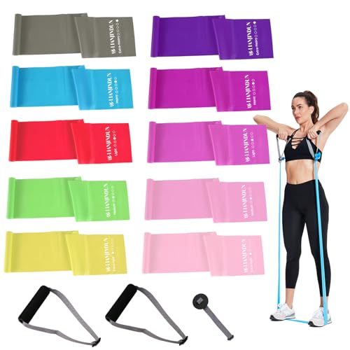 10 Pcs Professional Resistance Bands with Handles. Latex-Free, Elastic Band, Work Out Bands, Stretch Bands for Working Out Women or Men, Exercise Bands Set for Physical Therapy, Yoga, Pilates
