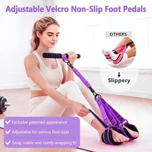 Pedal Resistance Band with Handle, Upgraded 6-Tube Exercise Bands - color: Upgraded Purple