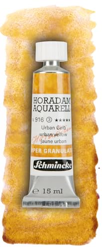 Schmincke - HORADAM® AQUARELL, Super Granulation, 14 916 001 Urban Yellow, 5 ml tube, very strong granulating colors, finest, super granulating watercolors - color: 916 urban yellow