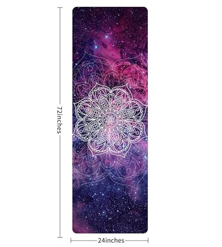 Non Slip Yoga Mat TPE Workout Mat for Men Women, Thick Workout Mat with Carrying Strap, Fitness Mats for Exercise, Yoga, Fitness, Pilates, Floor Workouts (72" x 24" x 6mm) - color: Flower D