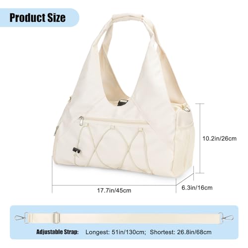 Forestfish Gym Bag For Women With Yoga Mat Holder, Beige - color: Beige