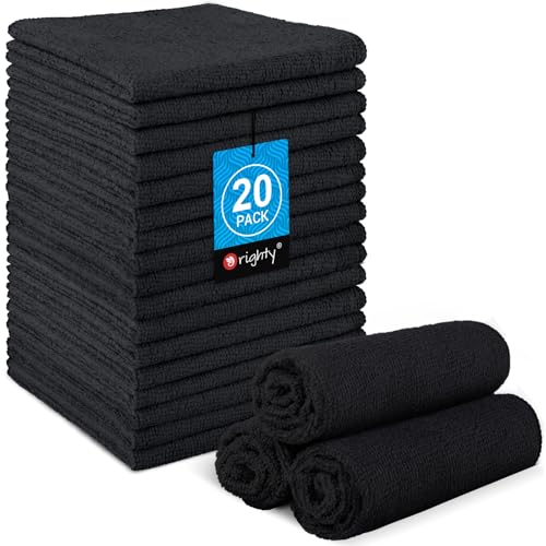 Orighty Wash Cloths, Face Towels 12x12 Inch 20 Pack - color: Black