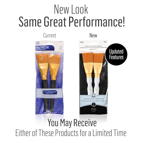 Plaid Enterprises 50557E Enterprises Inc. 50557E Taklon Flat Brush, Gold (2-Piece), 2/Pkg
