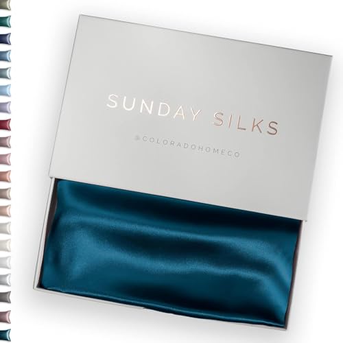 SUNDAYSILKS™ 100% 멀베리 실크 베개 커버, 머리카락과 피부를 위한 실크 베개 커버, 새틴 베개 커버보다 우수함, 지퍼 포함, 표준, 퀸, 킹 사이즈, 주름 방지, 냉각, 미끄럼 방지 실크 베개 커버 - color: 미드나잇 블루, size: 1 Pack Standard Pillowcase (20" x 26")