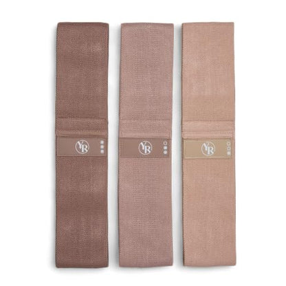 Fabric Booty Bands Set, 3 Resistance Levels for Pilates - color: Mocha