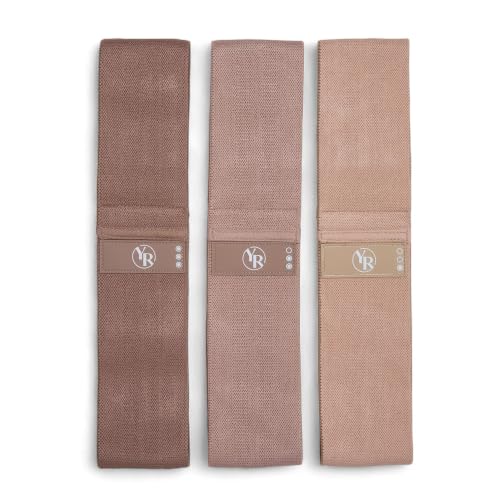 Fabric Booty Bands Set, 3 Resistance Levels for Pilates - color: Mocha