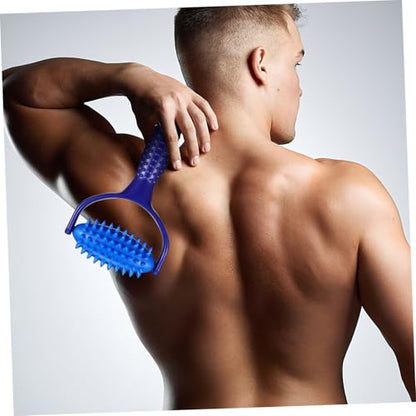 ABOOFAN Handheld Neck Roller Massager Tool for Muscle Relief and Tension Reduction, Blue Abs PVC Material, Comfortable Design for Sedentary Individuals and Yoga Enthusiasts, Leg Massage