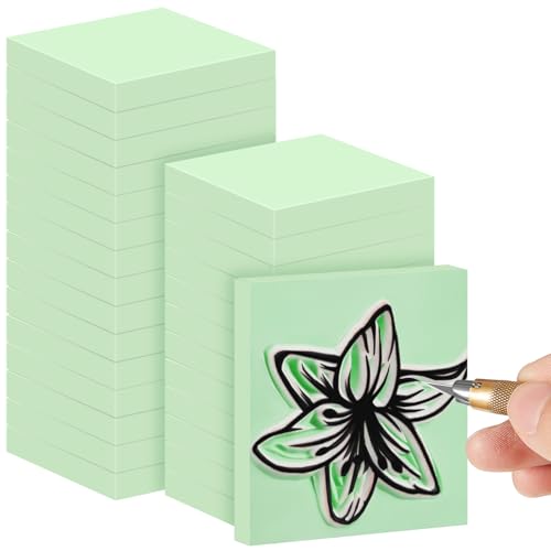 Frienda 24 Pcs 2" x 2" Rubber Carving Blocks Linoleum Blocks for Printmaking, Stamp Making, DIY Crafting, Scrapbook, Painting, Soft and Easy to Carve (Mint Green) - color: Mint Green