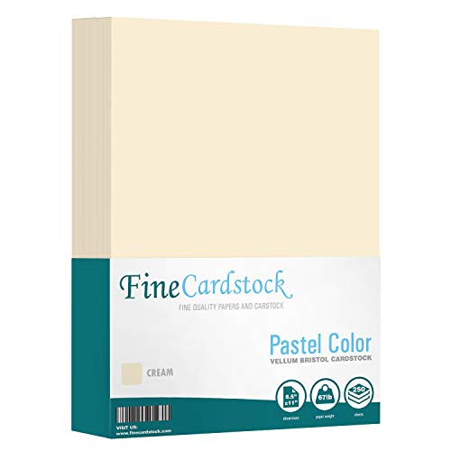 Cream 67lb Vellum Bristol Cardstock, Lightweight Cover Card Stock Paper - Great for Arts and Crafts, Wedding Invitations, Documents and Brochures | 8.5 x 11 (Letter Size) | 250 Sheets per Pack - color: Cream, size: 8.5 x 11