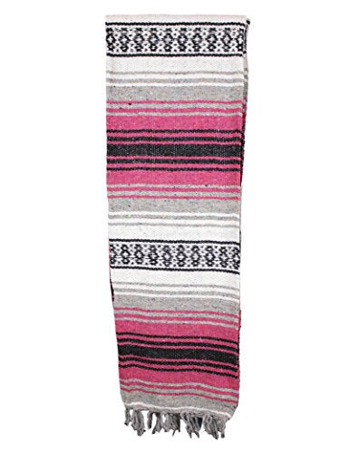 Authentic Mexican Falsa Blanket (Hot Pink) - color: Hot Pink