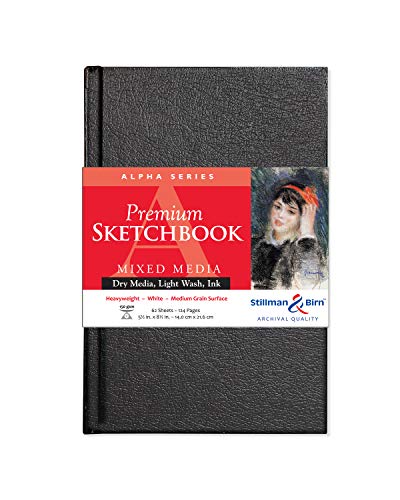 Stillman & Birn Alpha Series Hardbound Sketchbook, 5.5" x 8.5", 150 GSM (Heavyweight), White Paper, Medium Grain Surface - size: 5.5" x 8.5" 150 gsm (Heavyweight)