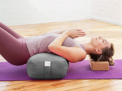 Pranayama Yoga Bolster Meditation Pillow - color: Grey, size: Rectangular 28" x 12" x 8"