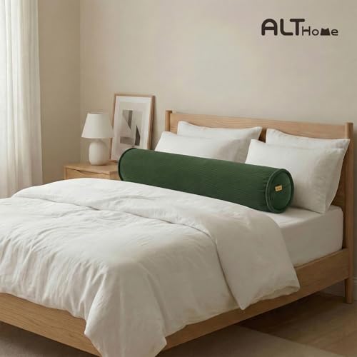 Body Pillow for Adults – Corduroy Long Round Bolster Pillow for Bed, Cuddle Pillow with Full Support for Side Sleepers & Restful Sleep,39 x 7.87 Inches,Avocado Green - color: Avocado Green, size: 39"x7.87"