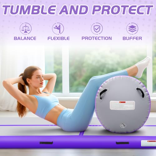 Inflatable Gymnastics Air Roller Barrel Purple 40x23.6inch - color: Purple, size: 40*23.6 Inch