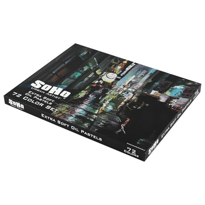 Soho Urban Artist Oil Pastels Set of 72 - Extra Soft, Blendable, Highly Pigmented and Vibrant, Ideal for Artists & Professionals - Suitable for Drawing, Sketching, Layering, and Scraping - size: 72 Count (Pack of 1)