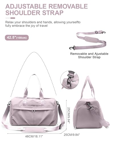Gym Bag for Women with Shoe Compartment, Sport Travel Duffel Bag for Men - color: Pink
