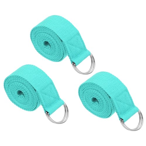 PATIKIL Yoga Strap for Stretching Cotton Yoga Belt with Adjustable Metal D-Ring Buckle Stretch Band for Fitness Pilates - color: Lake Green