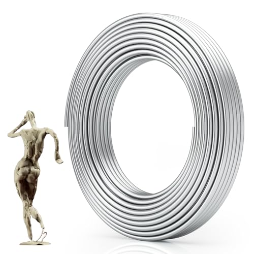 55FT 9 Gauge(3mm) Flexible Craft Wire, Aluminum Armature Wire for Plants | Strong, Bendable Wire for Crafting, Wire Wrapping, Floral, Sculpting, Doll Making, Modelling, Bonsai Tree, Anti-Rust, Silver