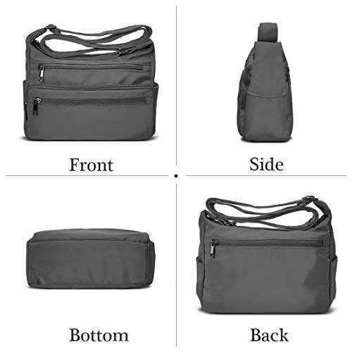 VOLGANIK ROCK RFID Purses for Women Fabric Nylon Multi Pocket Crossbody Bag Ladies Travel Handbag - color: Gray, size: Standard