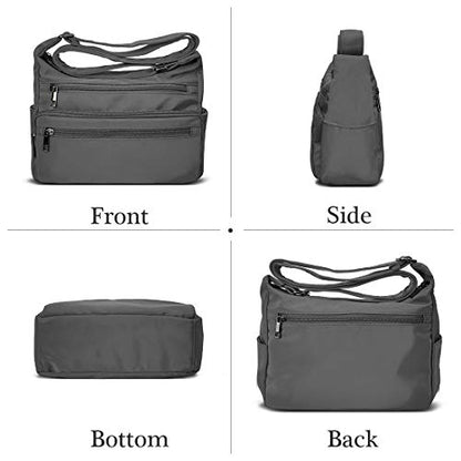 VOLGANIK ROCK RFID Purses for Women Fabric Nylon Multi Pocket Crossbody Bag Ladies Travel Handbag - color: Gray, size: Standard