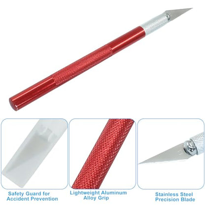 20 Pack Craft Knife Set, Red | Precision Utility Knives, For Paper, Cardboard, Stencil, Model Making & DIY Projects - color: Red
