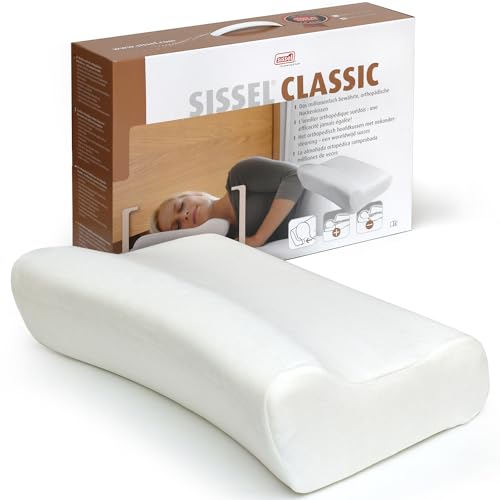 SISSEL Classic Neck Pillow Size L | Unique Incline for Disc & Vertebrae Relief | 5-Year Shape Stability Guarantee | Includes Washable Velour Cover | Dimensions: Approx. 47 x 33 x 14 cm - size: Large
