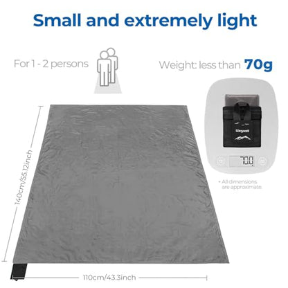 Pocket Picnic Blanket, Small Picnic Blanket 43x55" 2.54 oz Gray for 1-2 - color: Grey (Black Pack), size: 43x55″