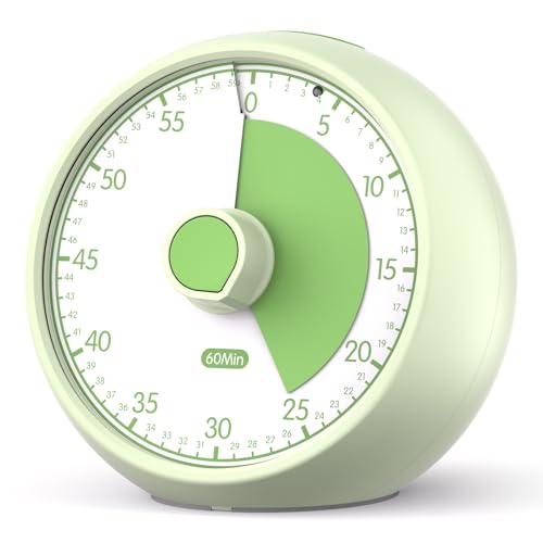 Visual Timer for Kids 60-Minute Countdown Timer with Optional Alarm, Focus Tool for ADHD & Autism, Time Management for Homework, Chores, Office, Kitchen, Teaching & Study Routines (Light Green) - color: Light Green