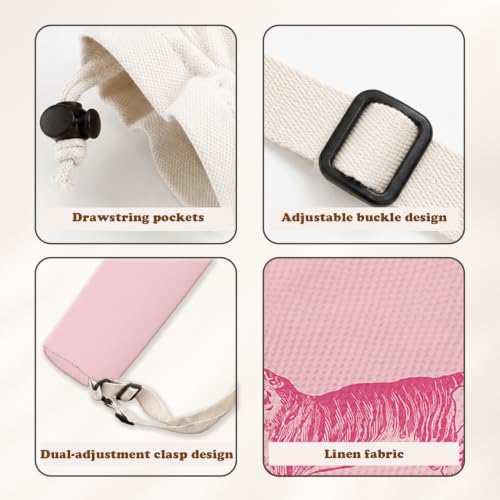 Preppy Pink Tiger Mahjong Mat Bag with Adjustable Straps - color: Preppy Pink Tiger