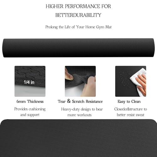 VTORY Extra Large Yoga Mat 6'x 4' - (6mm /8mm/12mm) - size: 6' x 4' x 1/4 in