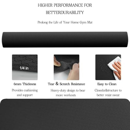 VTORY Extra Large Yoga Mat 6'x 4' - (6mm /8mm/12mm) - size: 6' x 4' x 1/4 in