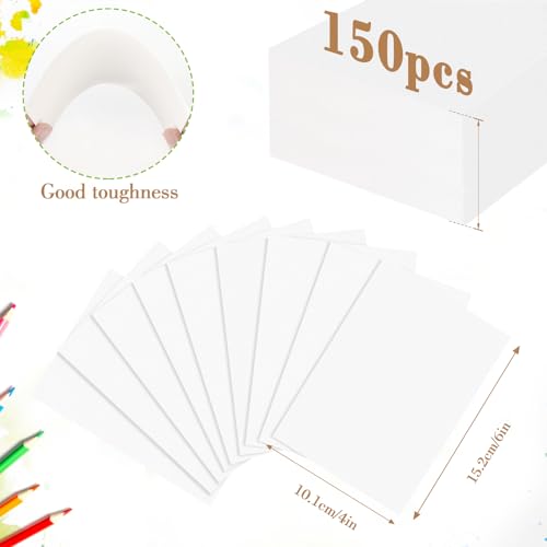 150PCS 4x6 Watercolor Paper Bulk, 140lb/300g Cold Press Thick Water Color Paper Pad for Child Adult, White Art Paper for Drawing Painting Markers Gouache, Textured Cotton Paper Sheets - color: White-150pcs, size: 4x6